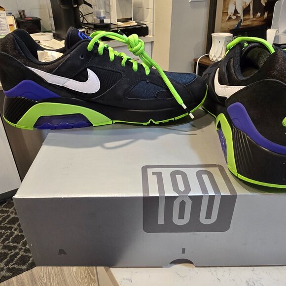 Nike Air Max 180 QS Black/White-Action Green "Joker" Beetlejuice Mens Size 10 - Picture 7 of 13